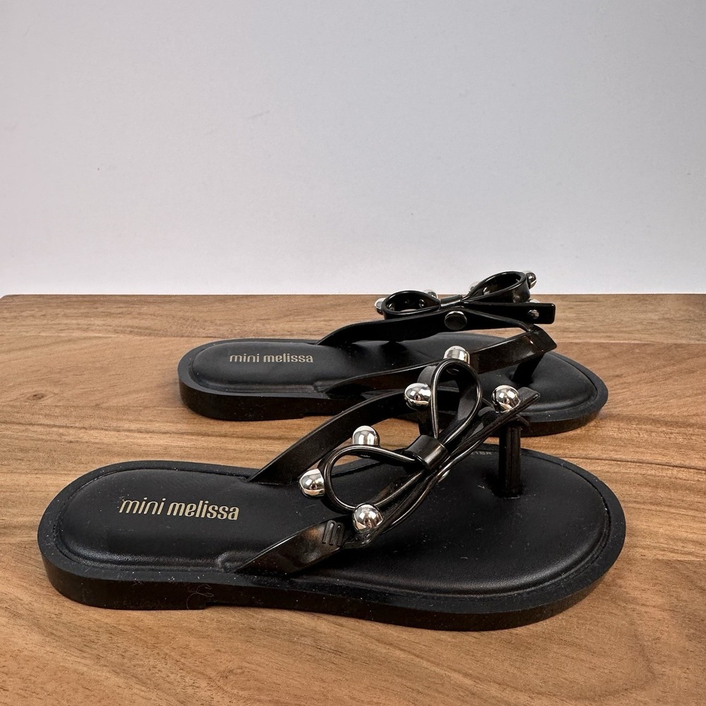 New NWOB‎ Little Kids Mini Melissa Flip Flop II Jelly Black Sandals Size 11 C